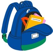 cartoon backpack with school supplies
