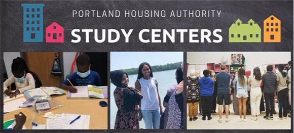 Header text "PHA Study Centers" with pictures of youth and mentors