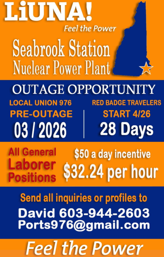 LiUNA Work Opportunity Flyer, details in text of document